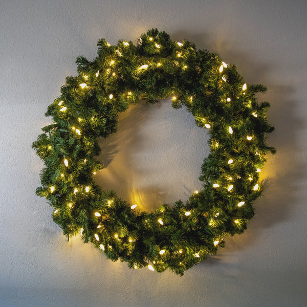 36" Oregon Wreath, 5mm - Warm White