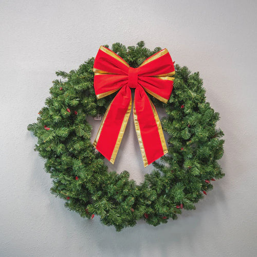 Red Velvet Bow w/Gold Trim 8" - Structural