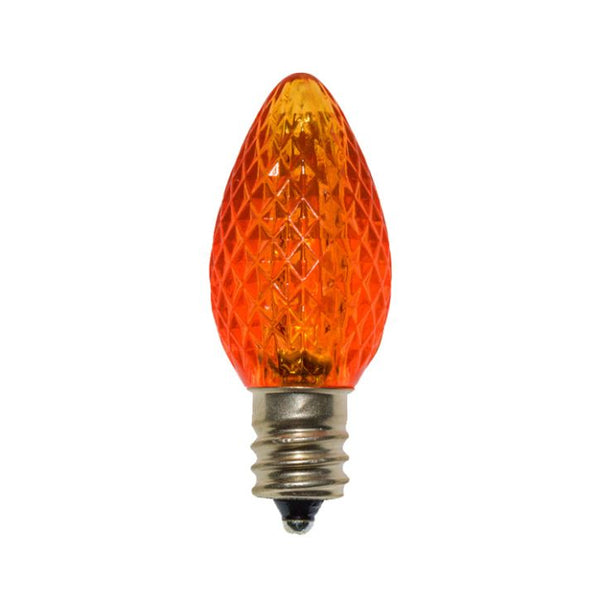 LED C7 Transparent - Faceted Polycarbonate 25PK - Orange