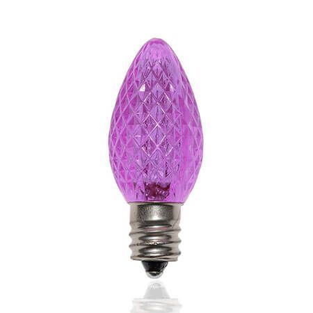 LED C7 Transparent - Faceted Polycarbonate 25PK - Purple