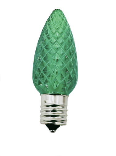 LED C9 Transparent - Faceted Polystyrene 25PK - Green