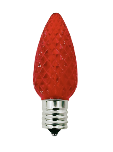 LED C9 Transparent - Faceted Polycarbonate 25PK - Red