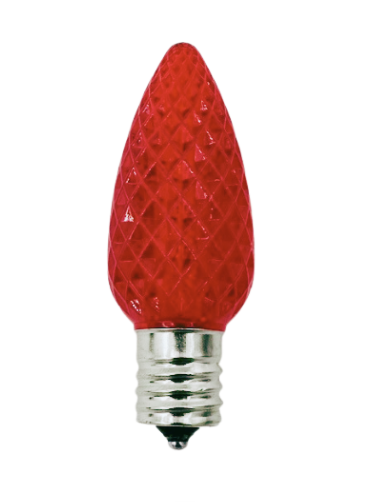 LED C9 Transparent - Faceted Polystyrene 25PK - Red