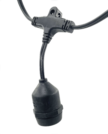 Black Patio Cord Pro Guide with Drop, 330' - 24" Spacing, E26, SPT2, 165 Sockets