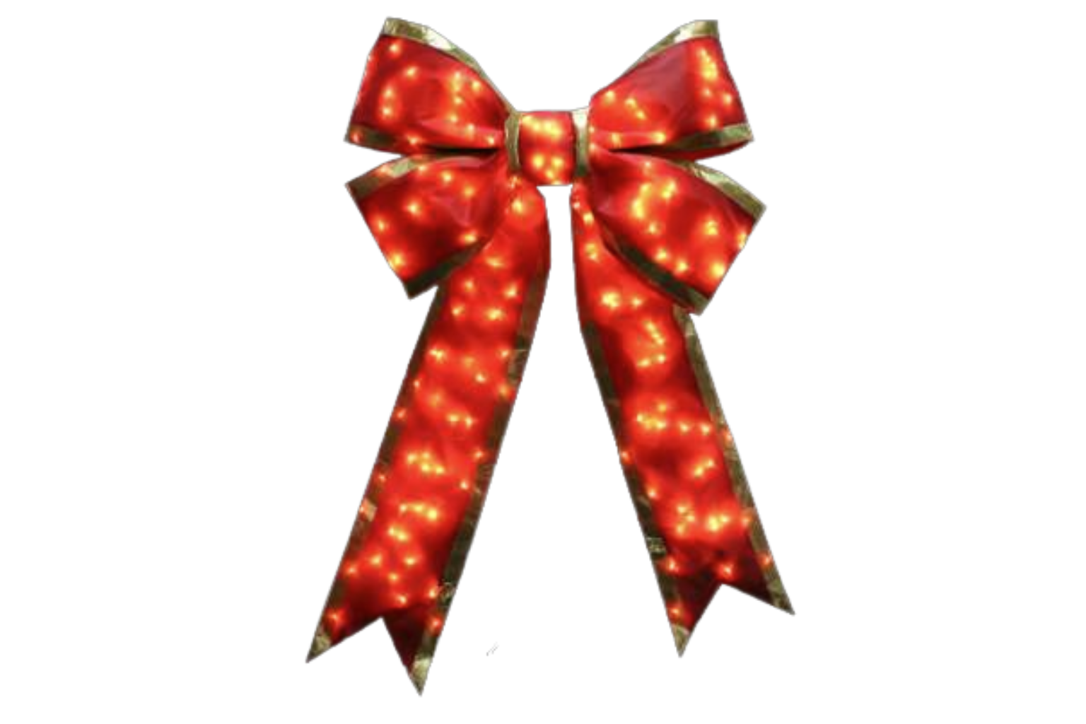 18" Fully-Lit Red Canvas Bow w/Gold Trim