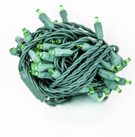 LED 5mm Balled Mini Lights - Coaxial Connection - Green