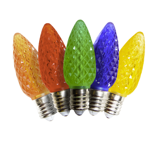 Minleon LED C9 Transparent - Faceted  25PK - Multi