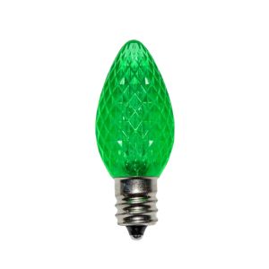 LED C7 Transparent - Faceted Polycarbonate 25PK - Green