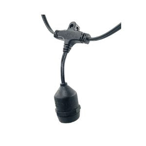 Black Patio Cord Pro Guide with Drop, 330' - 24" Spacing, E26, SPT2, 165 Sockets