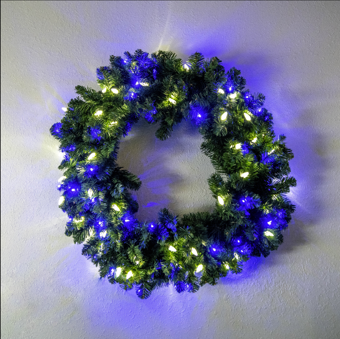 Oregon Wreath 48", (C6/5mm) - Pure White/Blue