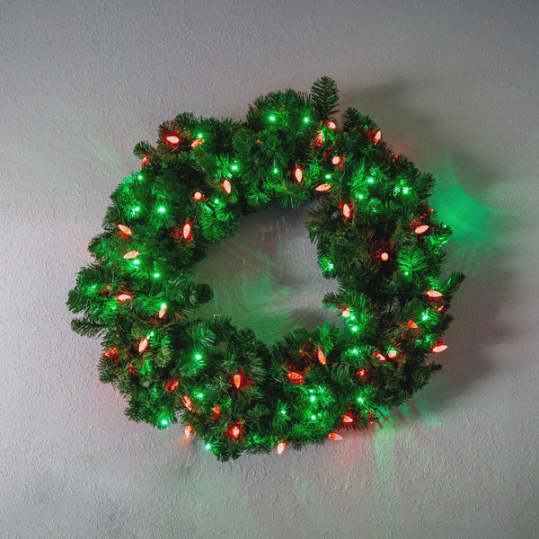Oregon Wreath 36", (C6/5mm) - Red/Green