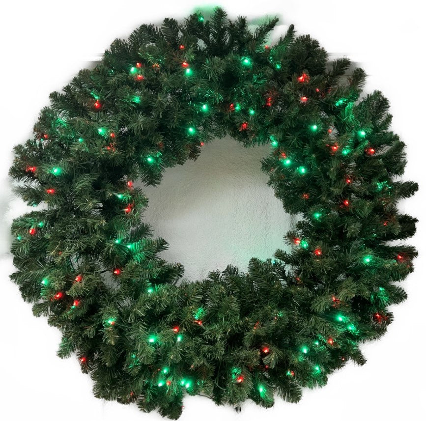 LED Oregon Wreath 36" #1 - Red/Green